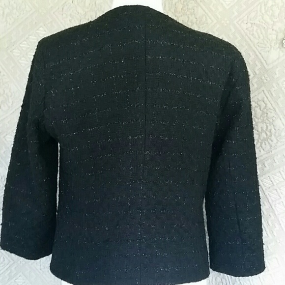 DKNYC black blazer zippered metallic ruffle sz 10 - Picture 2 of 4
